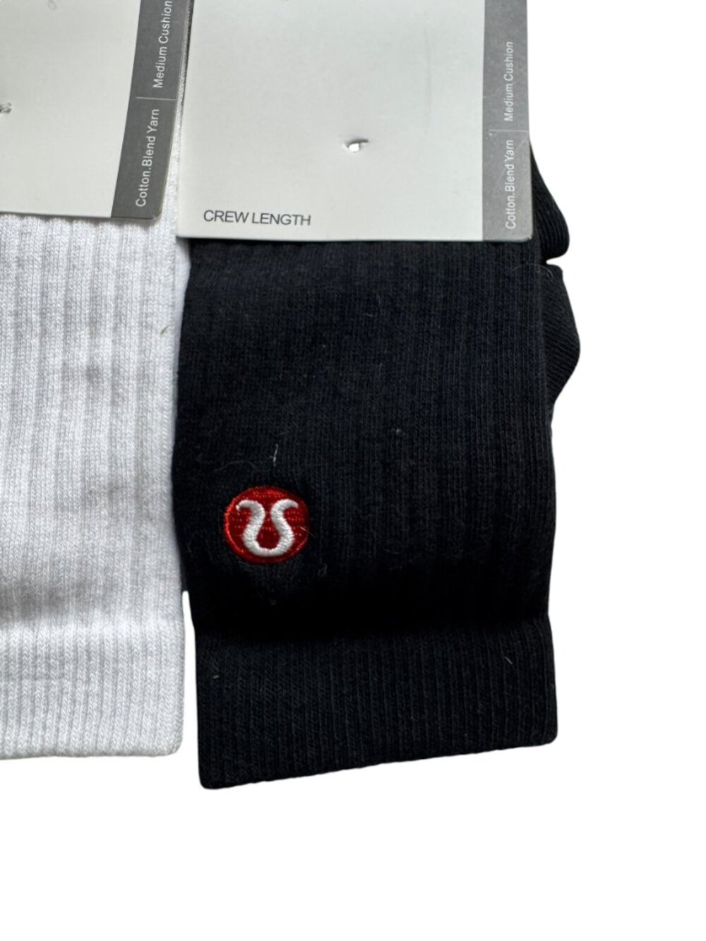 Lululemon Daily Stride Ribbed Crew Socks Medium Black White Lot of 2 NWT - Picture 2 of 6